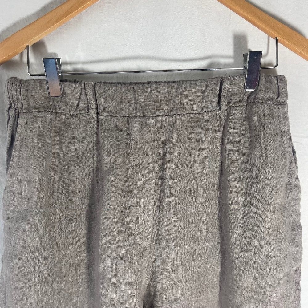 Campo De Fiori Taupe 100% Italian Linen Pull‎ On Pants Sz S